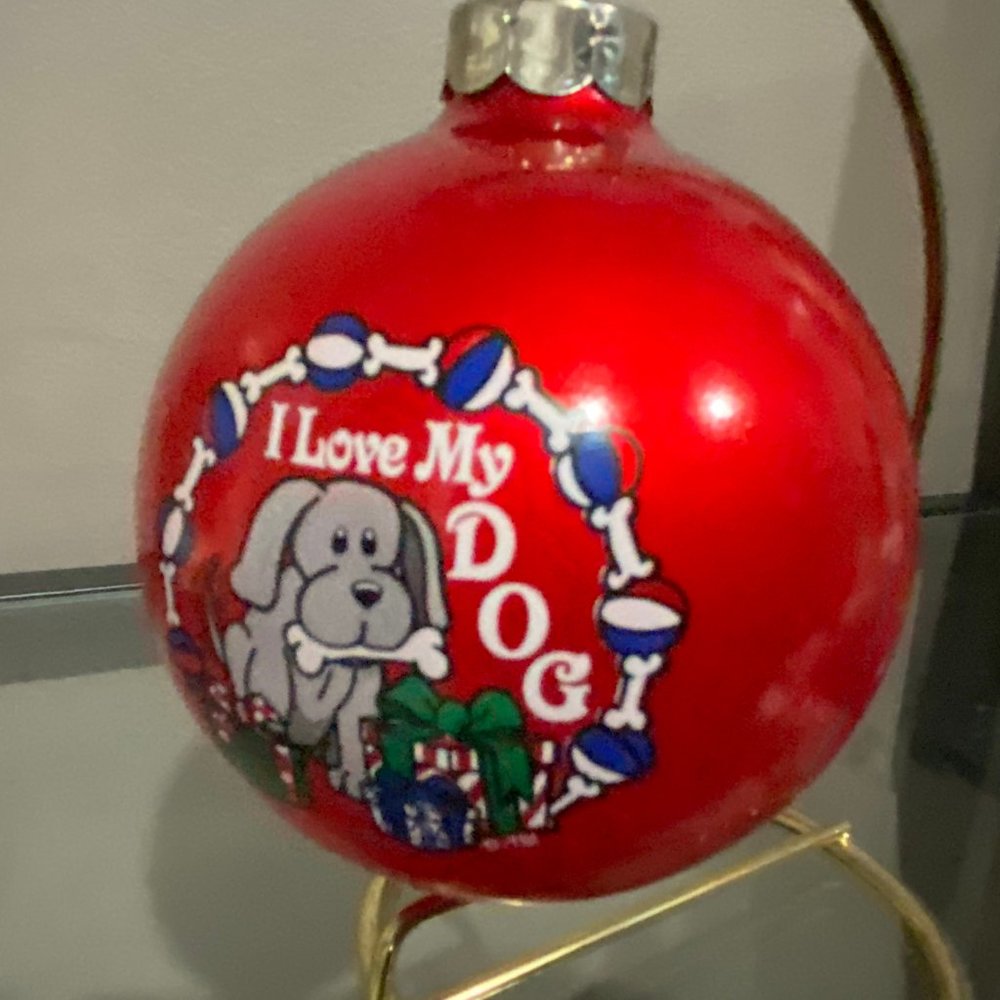 I LOVE MY DOG Topperscot Inc. Christmas Collector's Series Glass Orname…